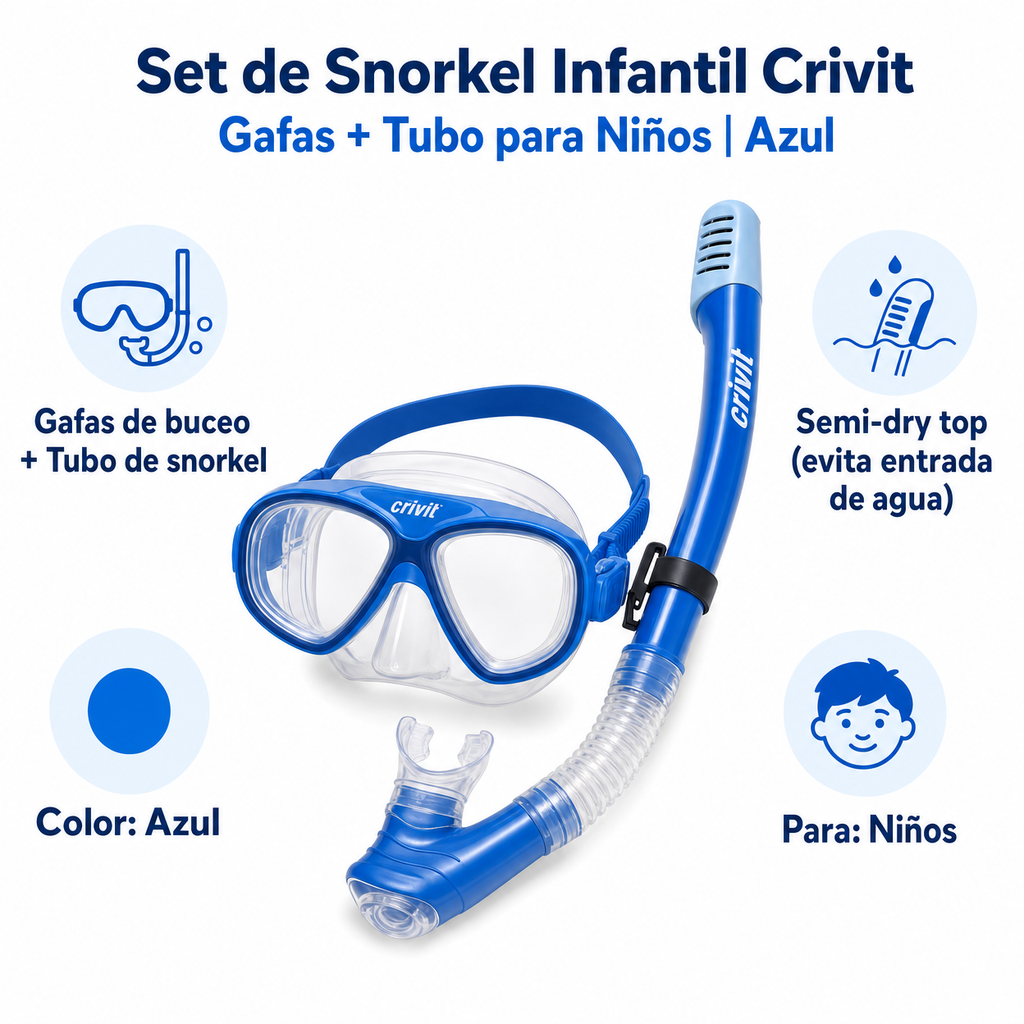 Set de Snorkel Infantil Crivit — Gafas + Tubo para Niños | Azul