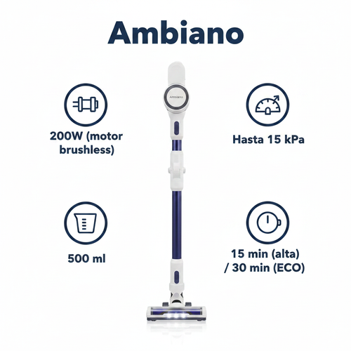 Aspirador Ciclónico Premium Inalámbrico Ambiano — 200W Brushless
