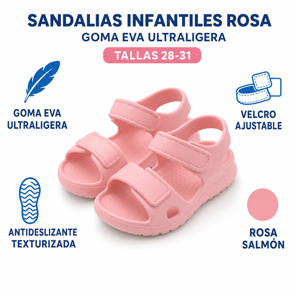 Sandalias Infantiles Rosa — Goma EVA Ultraligera (Tallas 28-31)