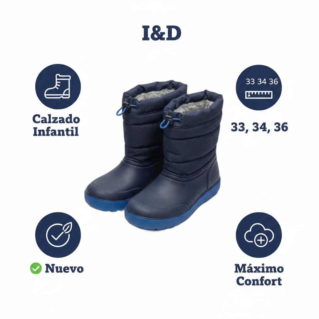 Botas de Nieve I&D Azul Marino — Schnee-Stiefel Infantiles