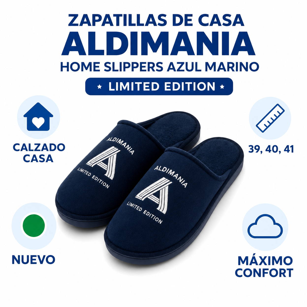 Zapatillas de Casa Aldimania Home Slippers Azul Marino — Limited Edition