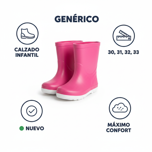 Botas de Agua Infantiles Rosa/Blanco — Goma Impermeable