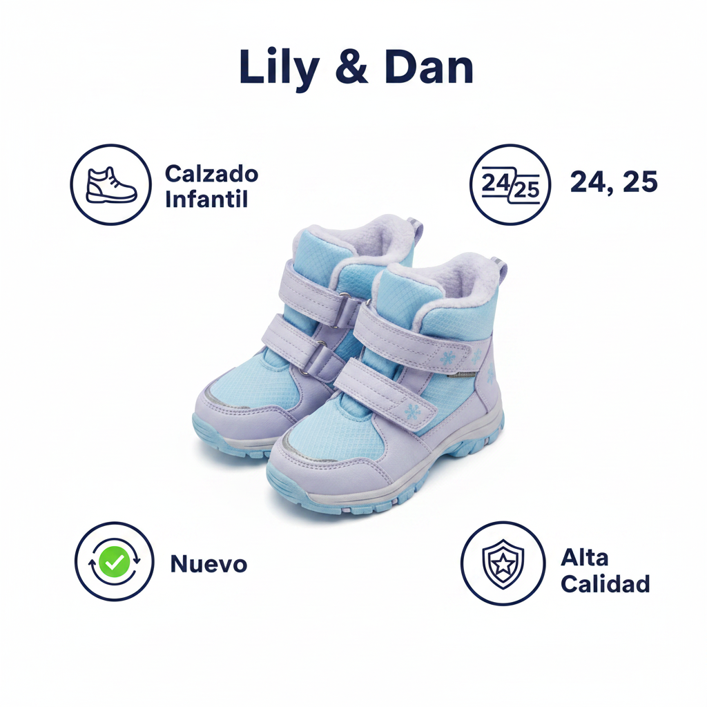 Botas Térmicas Lily & Dan Azul Celeste/Lila — Kleinkinder Thermostiefel