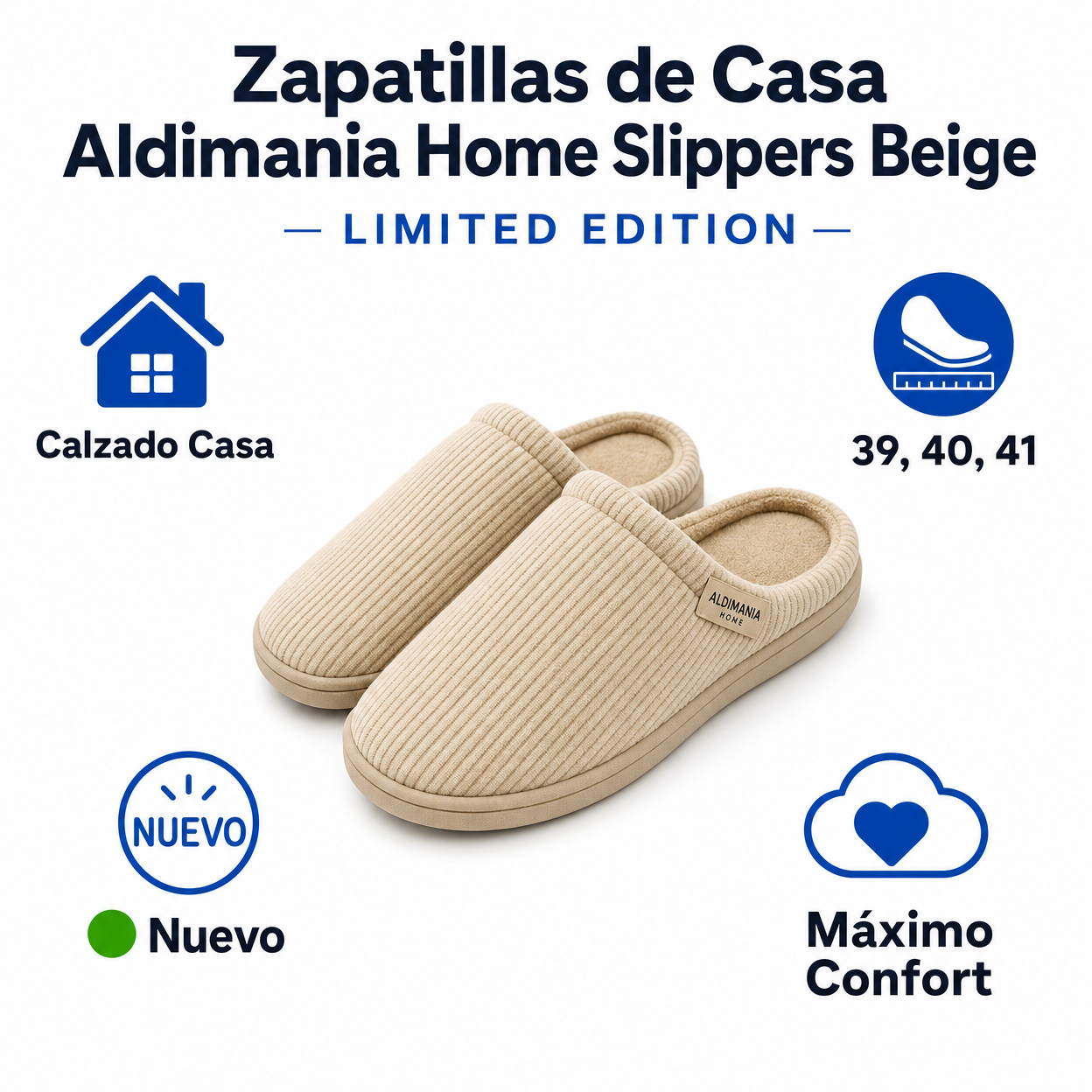 Zapatillas de Casa Aldimania Home Slippers Beige — Limited Edition