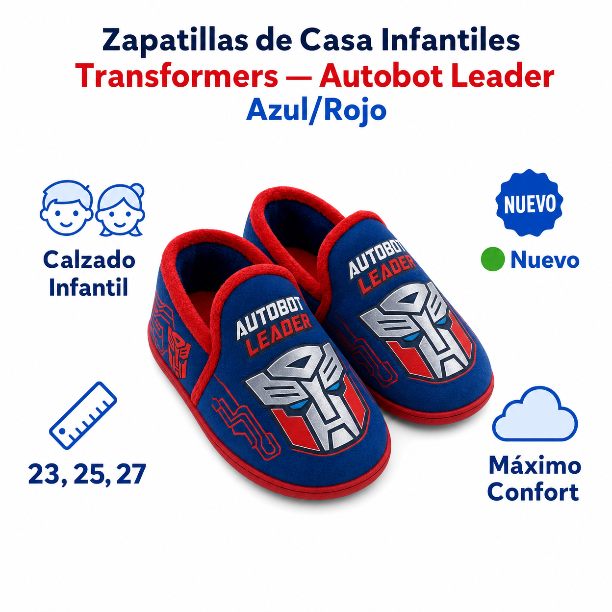 Zapatillas de Casa Infantiles Transformers — Autobot Leader Azul/Rojo