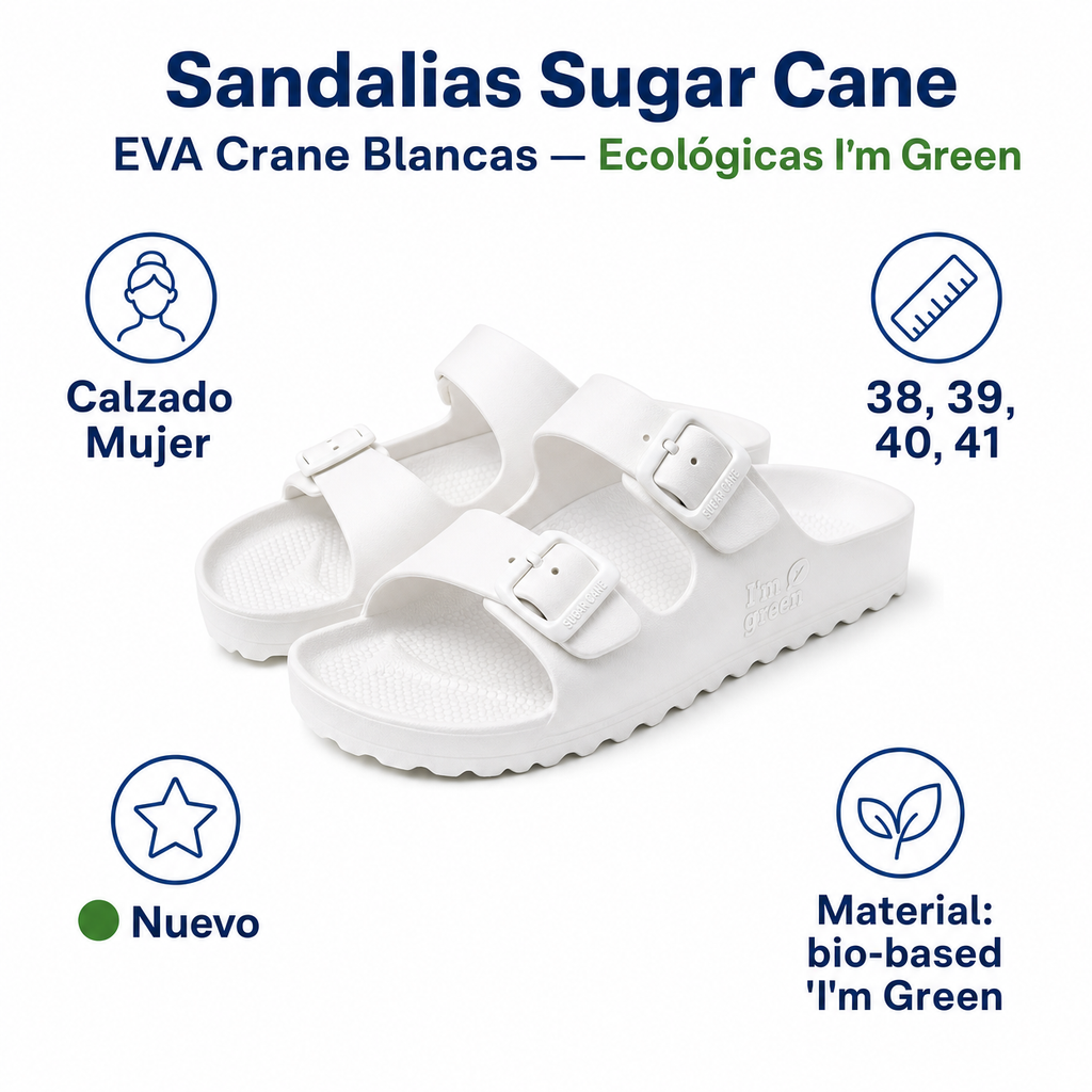 Sandalias Sugar Cane EVA Crane Blancas — Ecológicas I'm Green