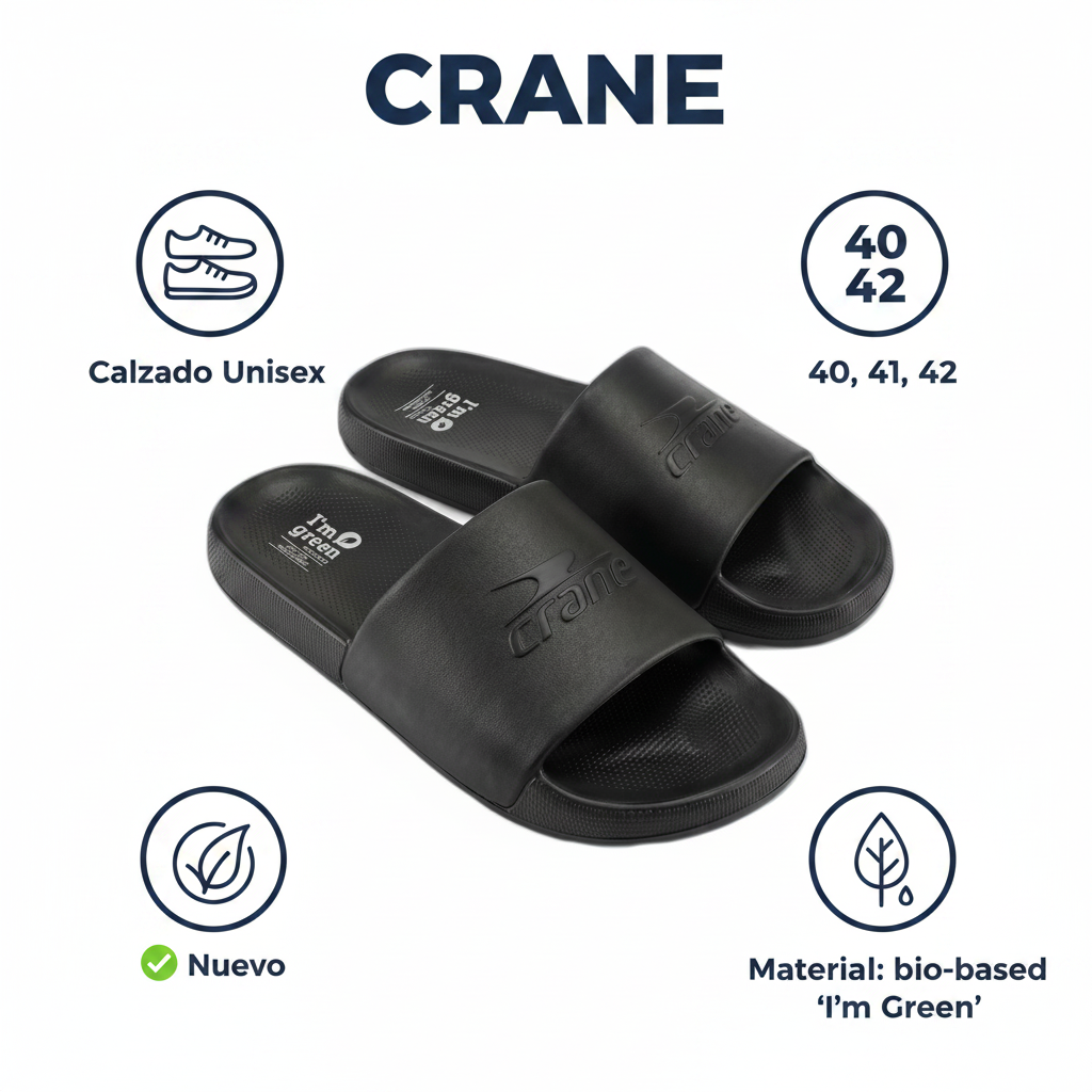 Chanclas Slides Sugar Cane EVA Crane Negras — Ecológicas I'm Green