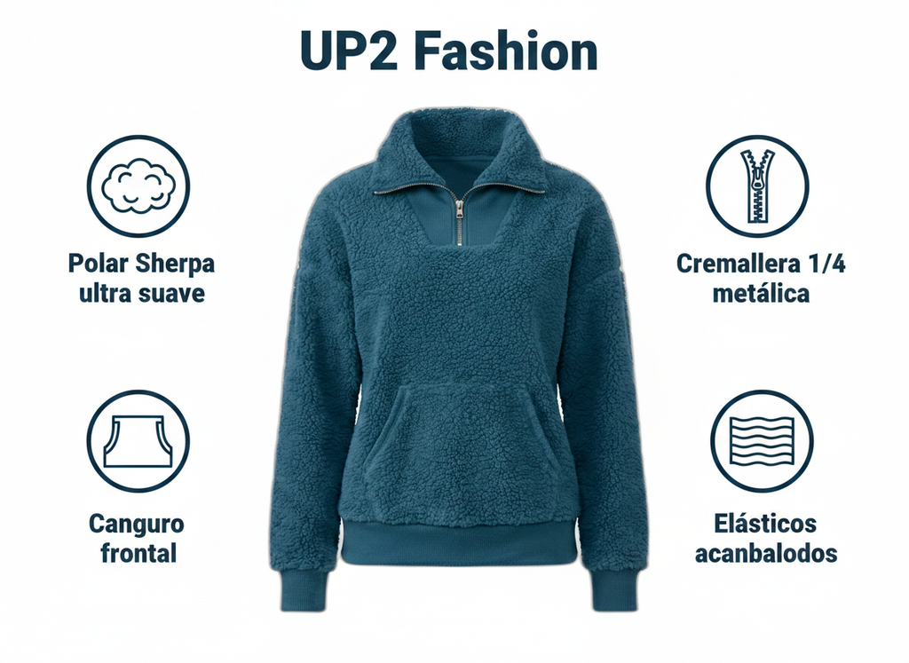 Jersey Polar Sherpa UP2 Fashion Mujer Azul Petróleo — Talla S (36/38) Relaxed Fit