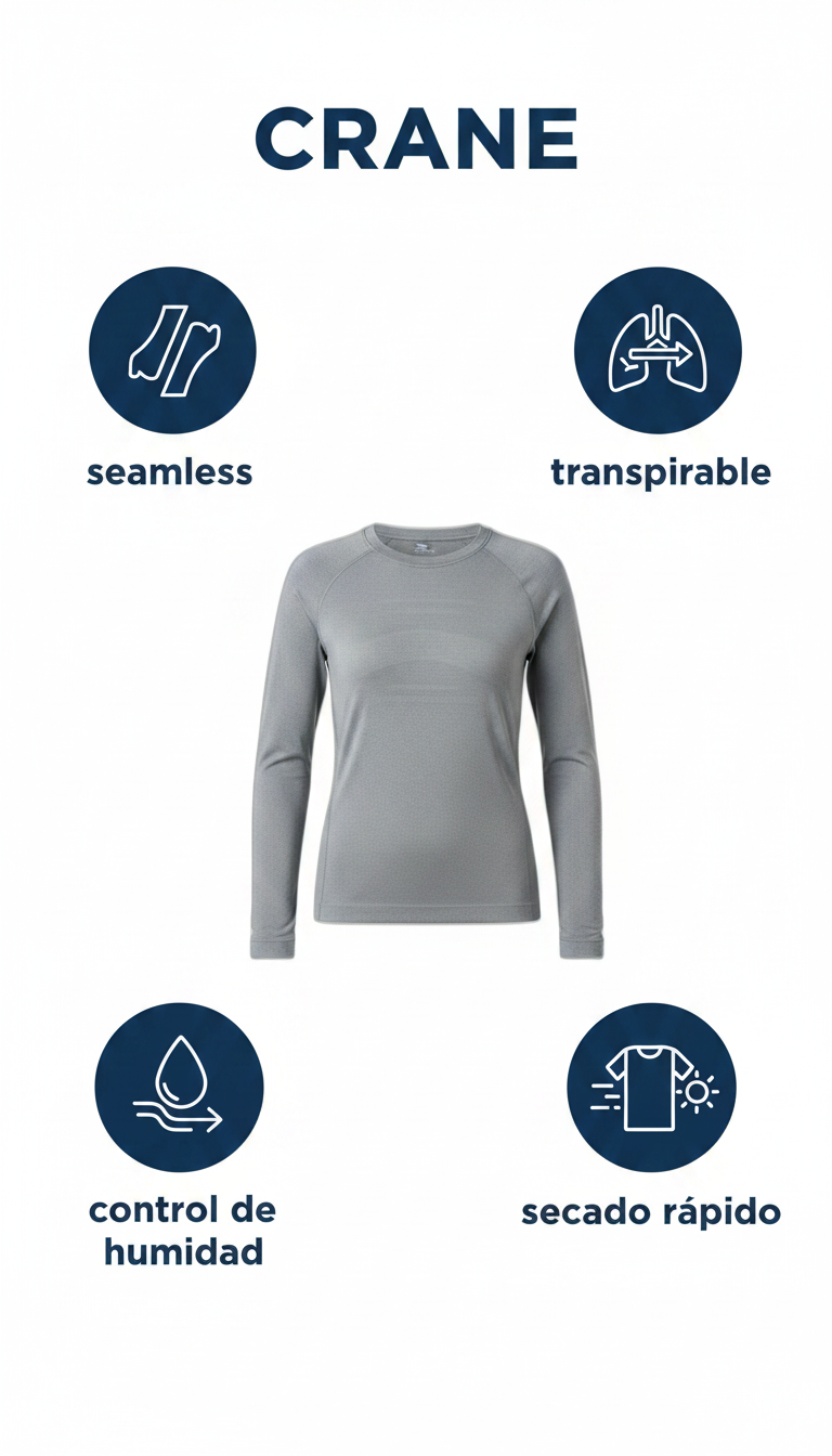 Camiseta térmica de esquí sin costuras CRANE gris