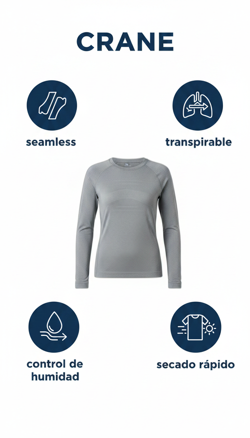 Camiseta térmica de esquí sin costuras CRANE gris