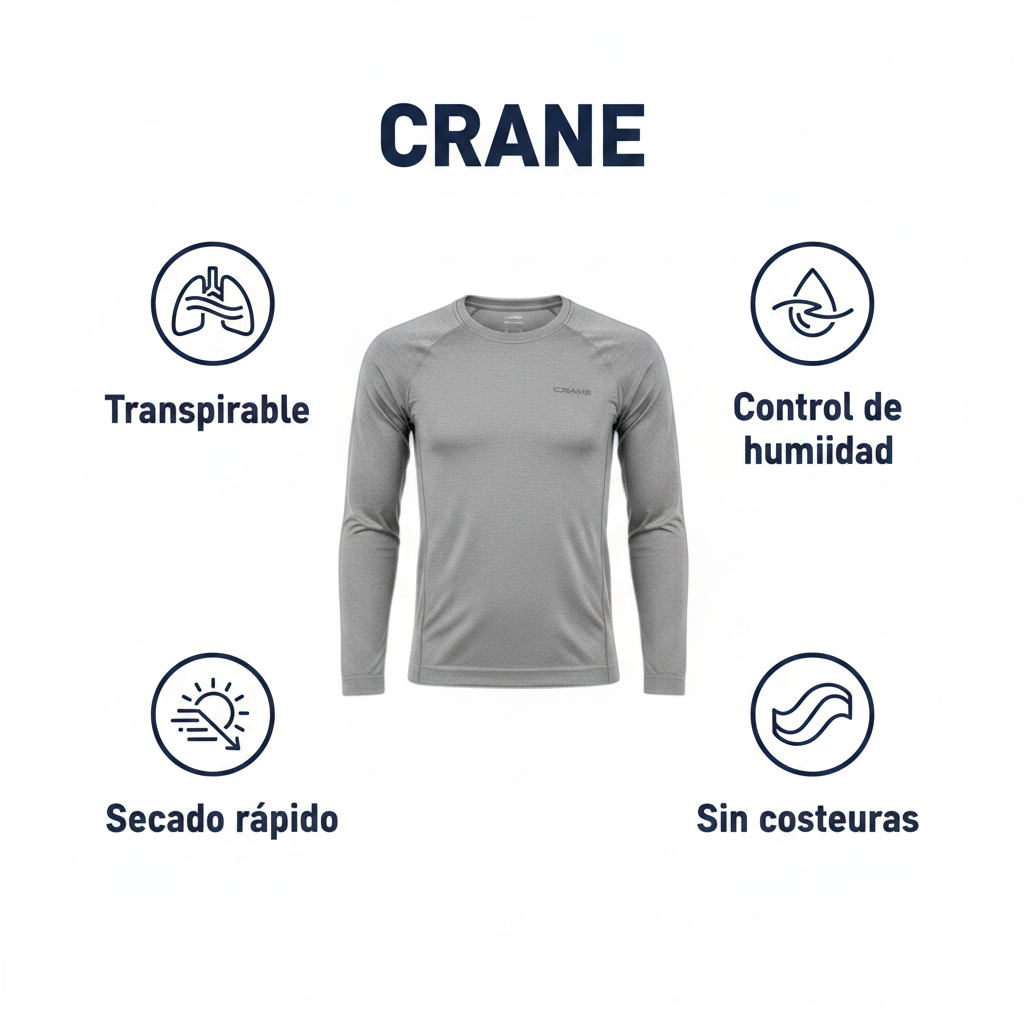 Camiseta Térmica de Esquí CRANE Seamless Gris