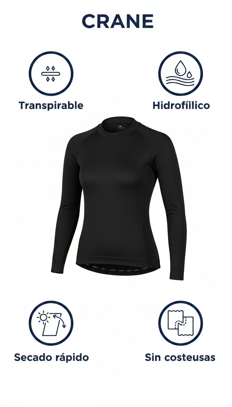Crane Camiseta Interior Ciclismo Negra