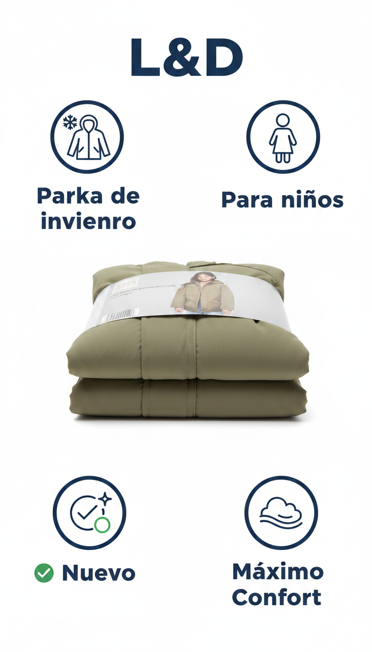 L&D Parka de invierno para niña color caqui
