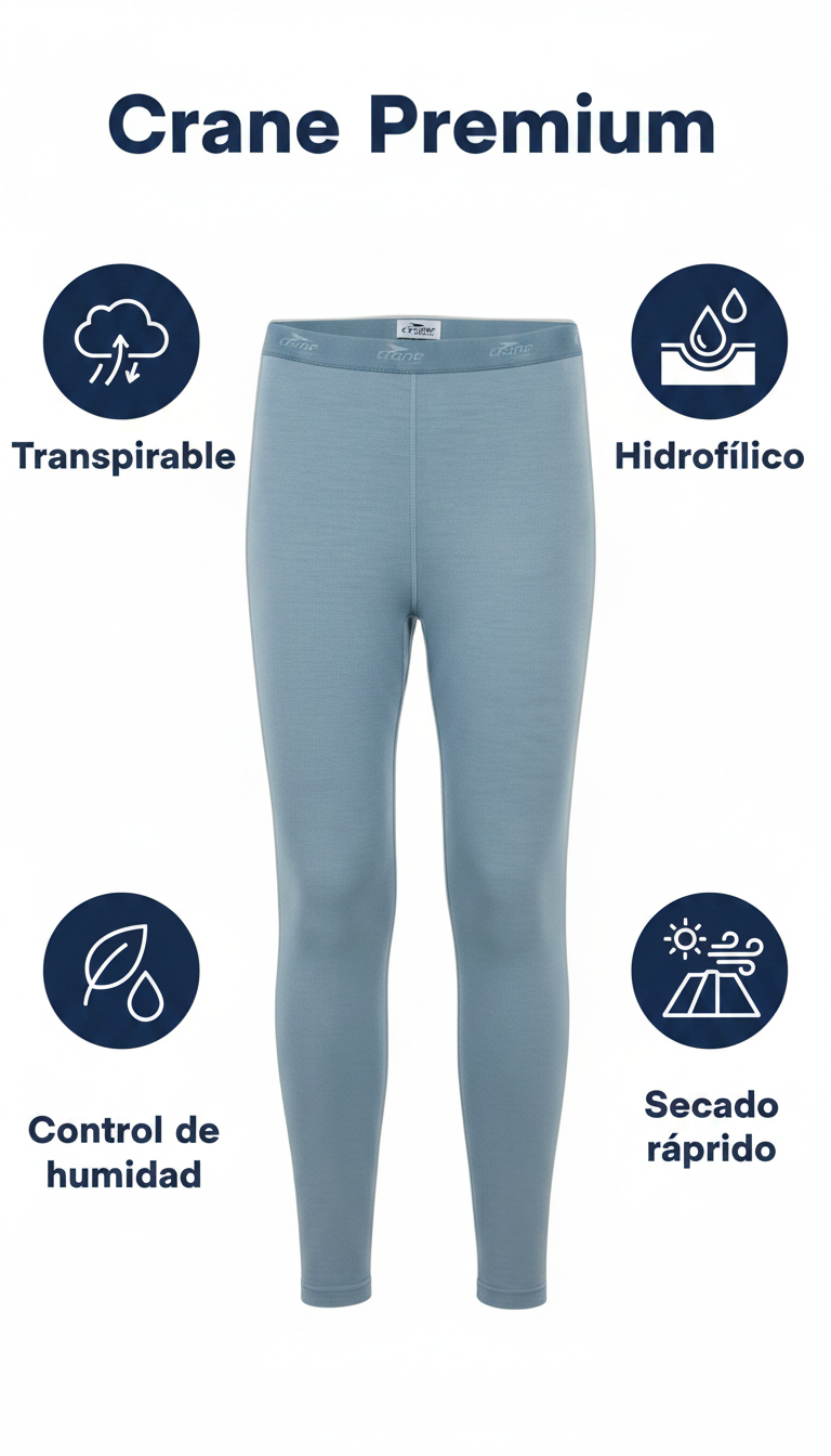 Crane Premium Mallas térmicas de esquí sin costuras azul claro