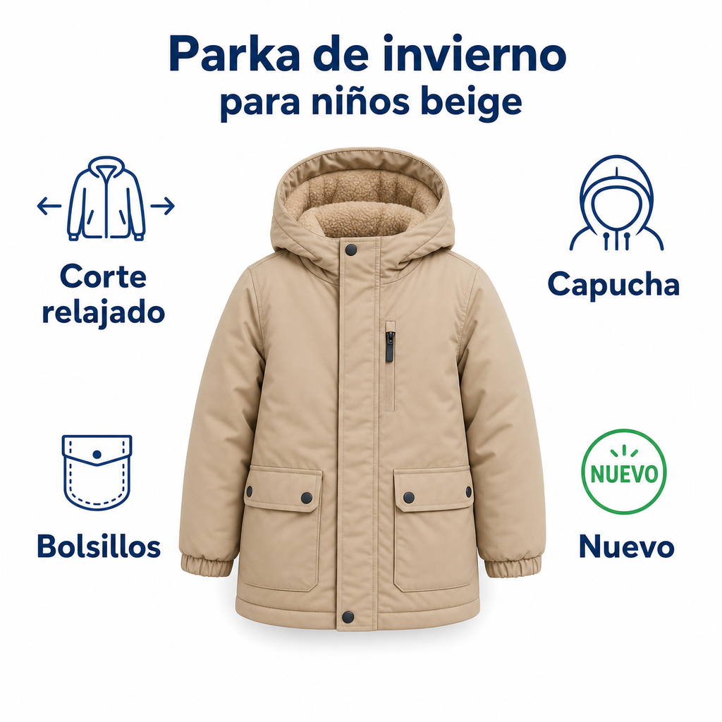 Parka de invierno para niños beige