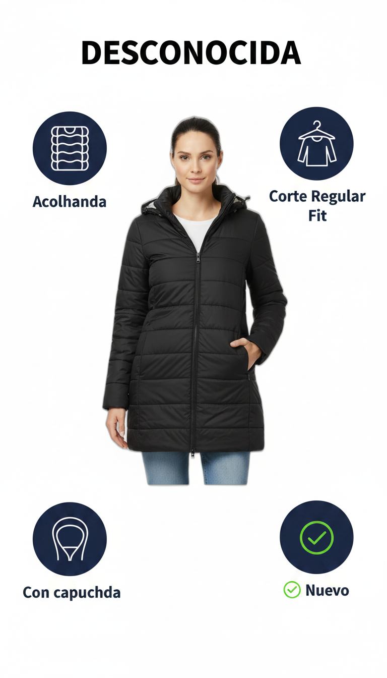Chaqueta acolchada de mujer Regular Fit negra