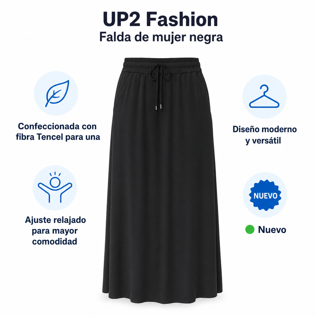 UP2 Fashion Falda de mujer negra