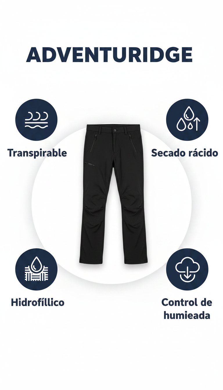 ADVENTURIDGE Pantalón Trail Convertible Negro