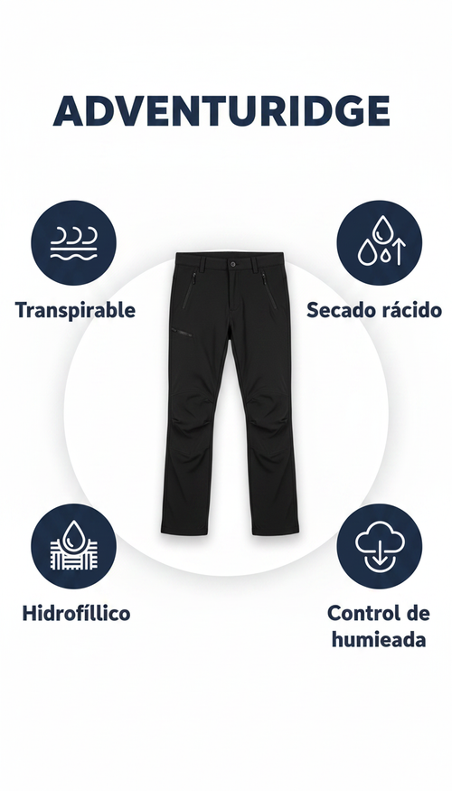 ADVENTURIDGE Pantalón Trail Convertible Negro