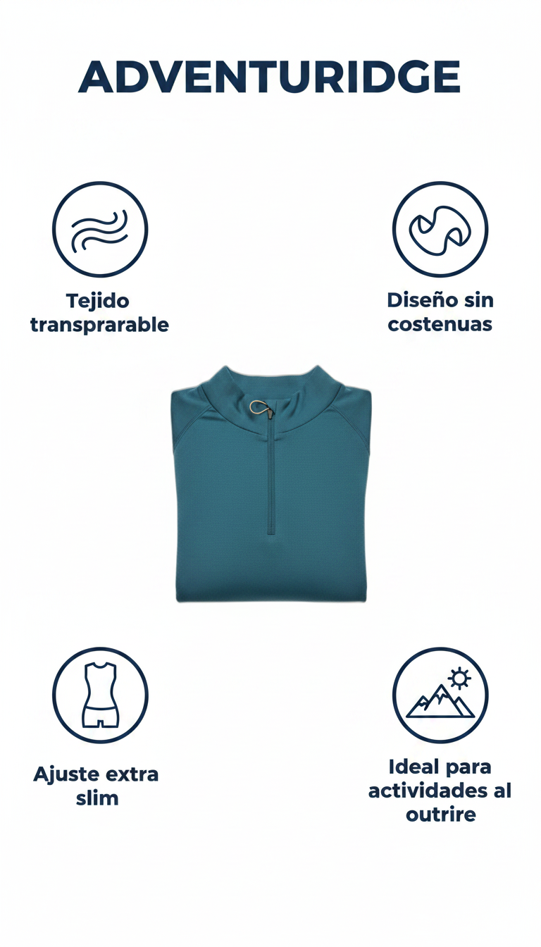 ADVENTURIDGE camiseta térmica de outdoor sin costuras en azul teal