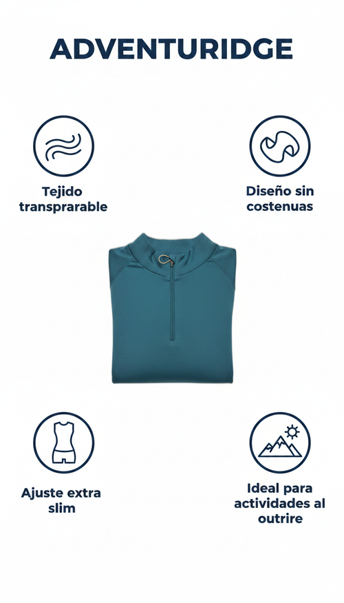 ADVENTURIDGE camiseta térmica de outdoor sin costuras en azul teal