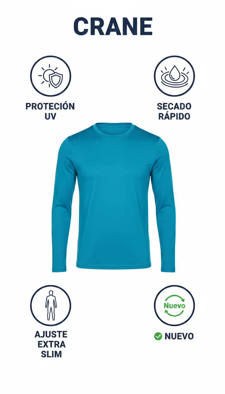 Crane Camiseta SUP de manga larga azul turquesa