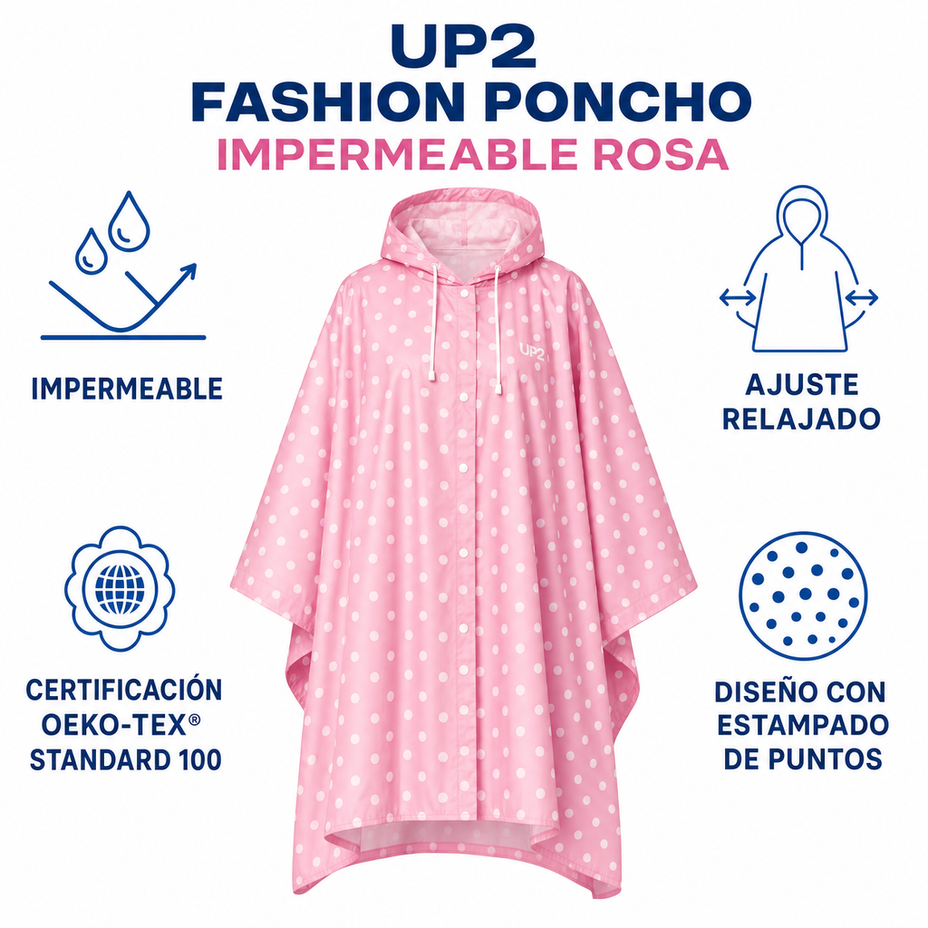 UP2 Fashion Poncho Impermeable Rosa