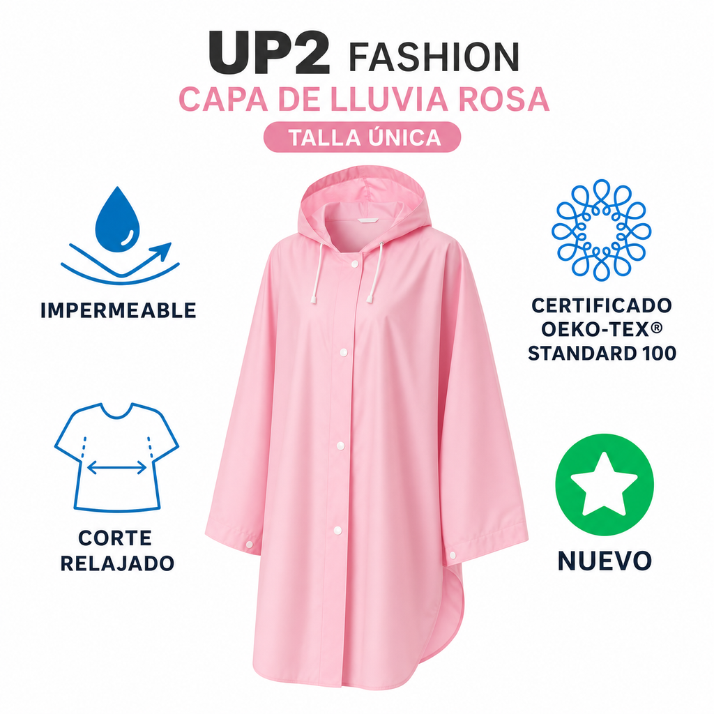 UP2 Fashion Capa de Lluvia Rosa Talla Única