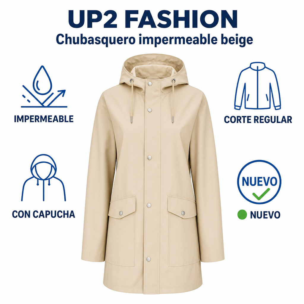 UP2 FASHION Chubasquero impermeable beige