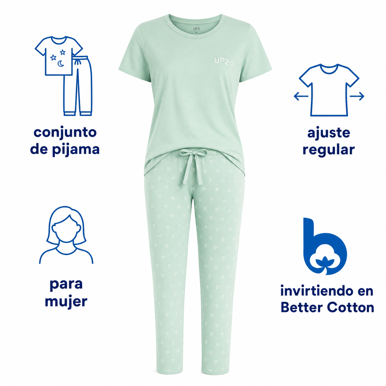 UP2 Fashion Pijama de mujer verde menta