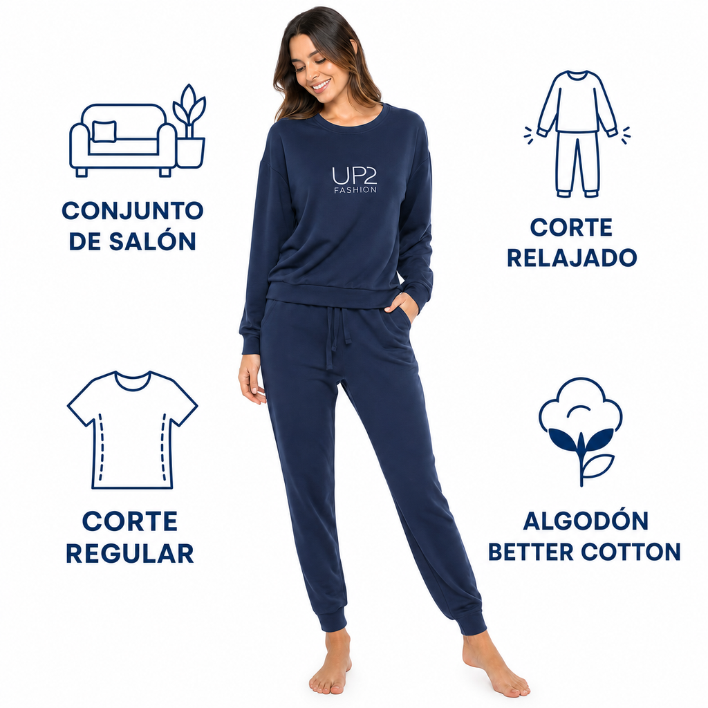 UP2 Fashion Conjunto Lounge Mujer Azul Marino