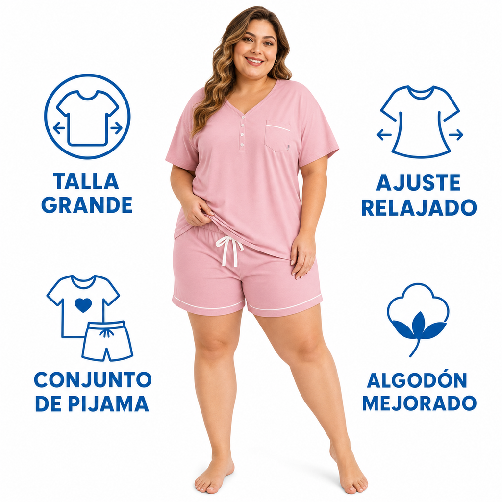 UPZ Fashion Pijama de Verano Curvy Rosa
