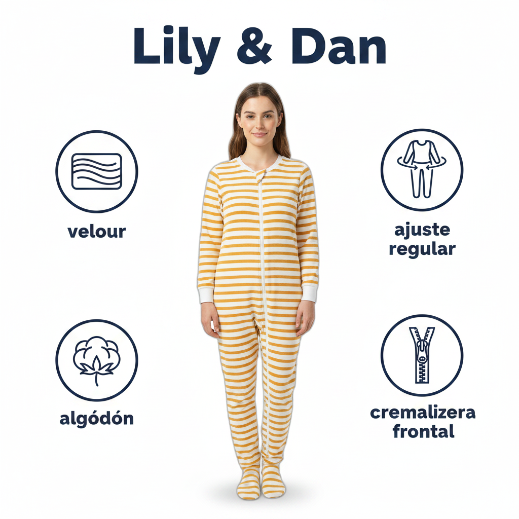 Lily & Dan Pijama de bebé de velour de rayas amarillas y blancas