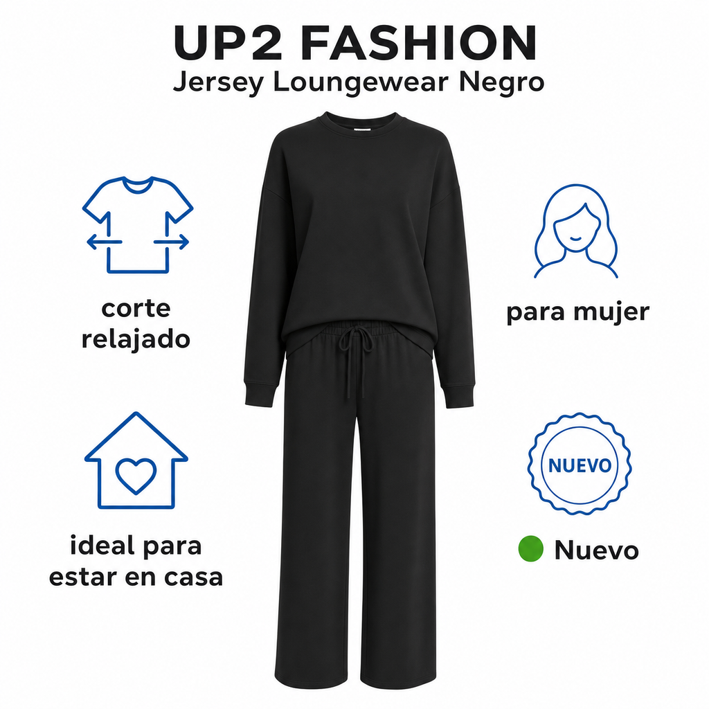 UP2 FASHION Jersey Loungewear Negro