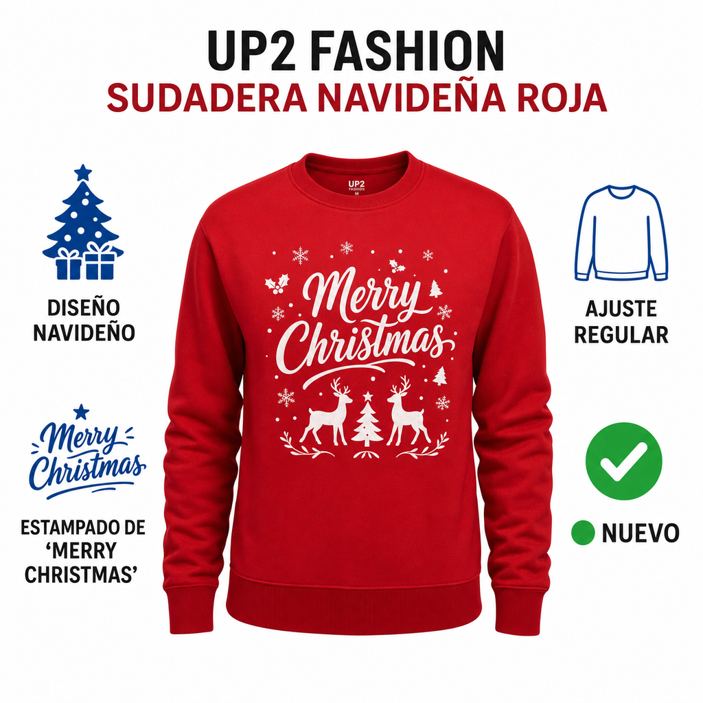UP2 Fashion Sudadera Navideña Roja