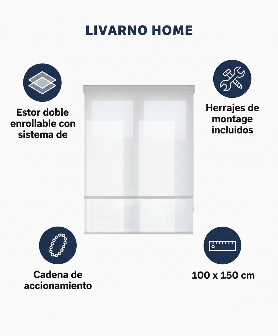 Estor Doble Enrollable Blanco 100x150cm | Livarno Home