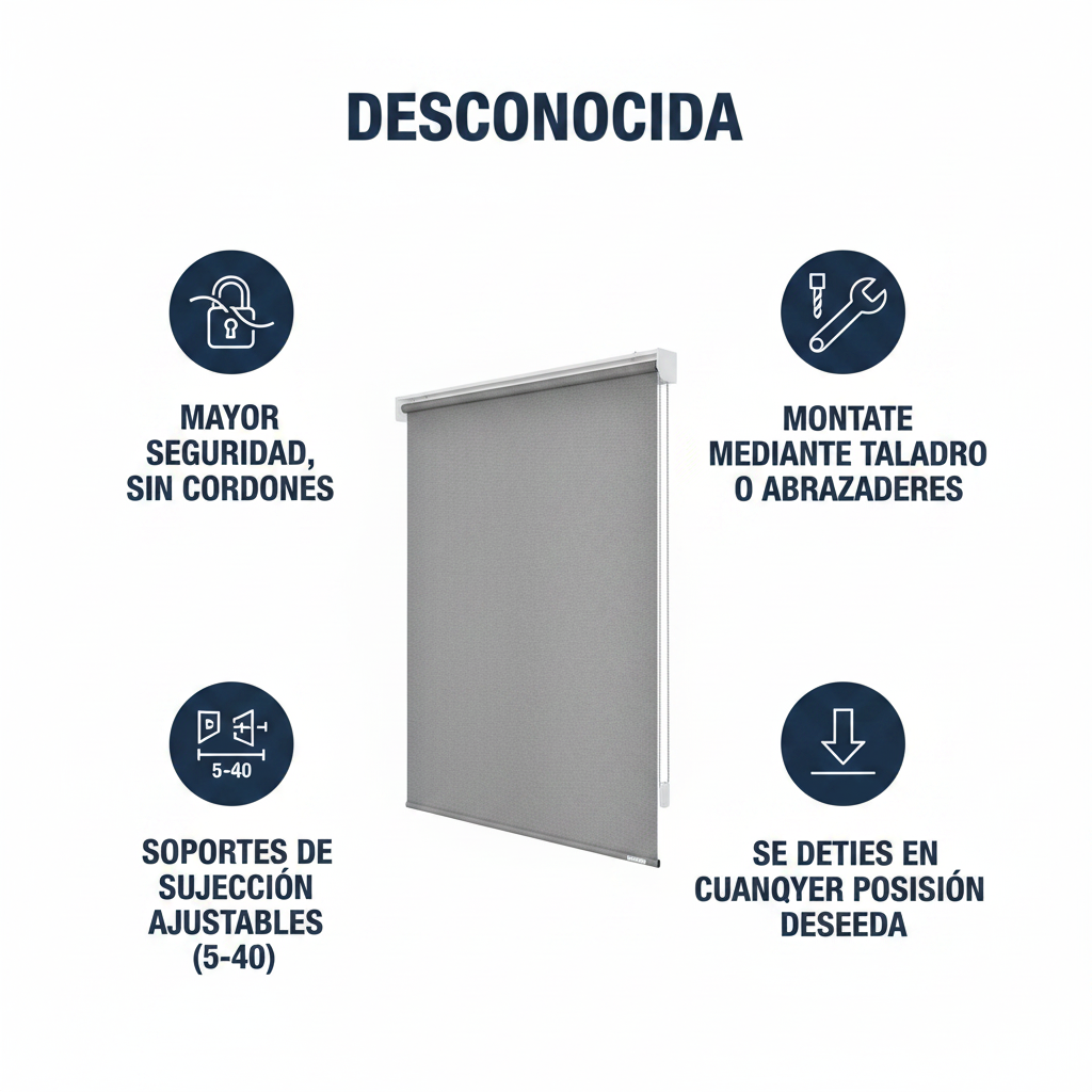 Estor Enrollable Sin Cordones Gris 100x150cm | Home Creation