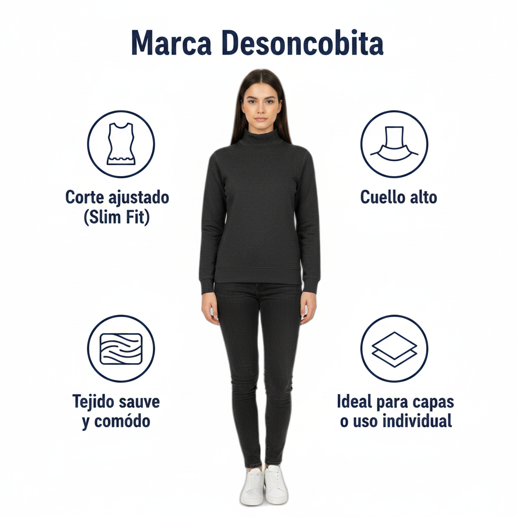 Jersey de Cuello Alto Slim Fit Talla XL (56/58) Gris Oscuro