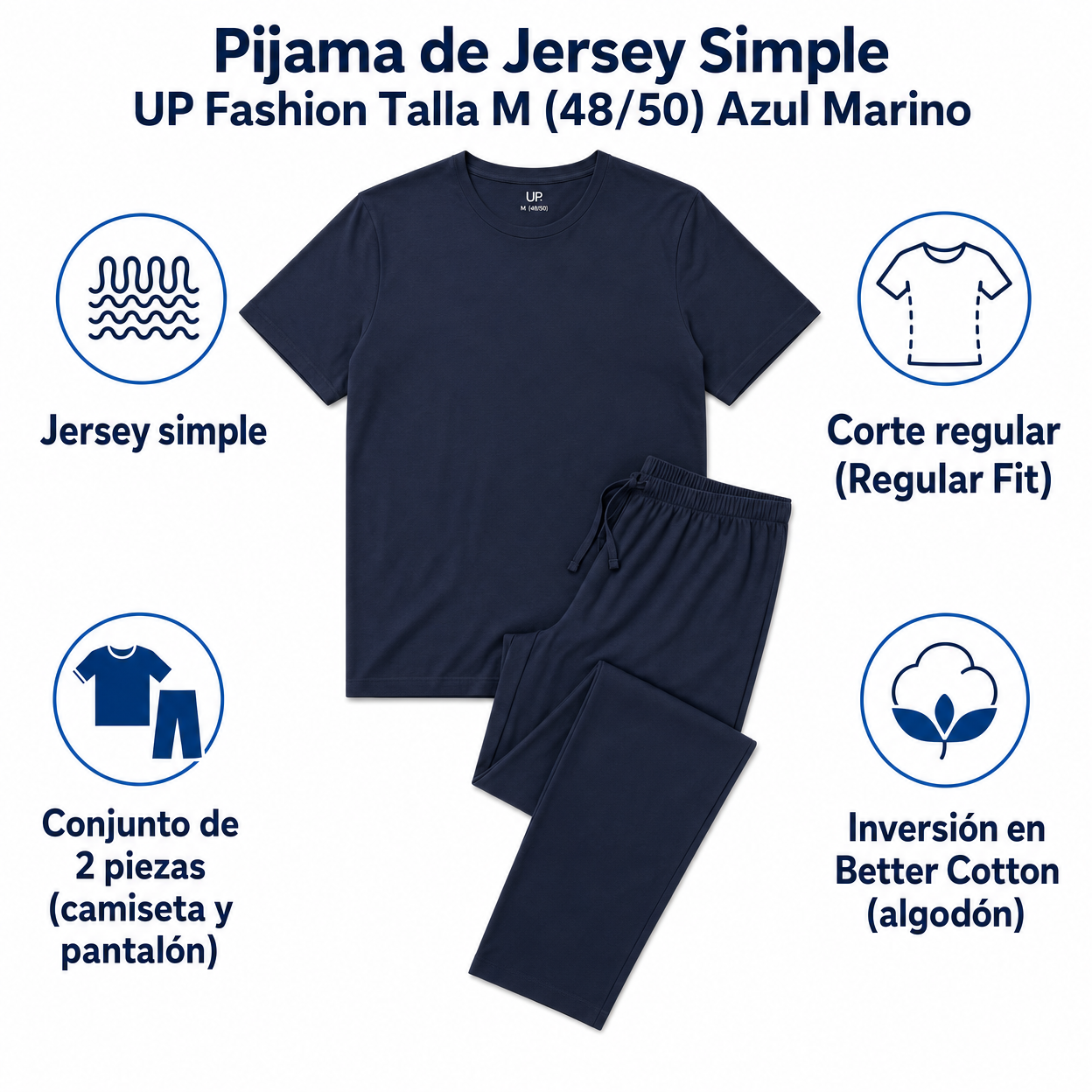 Pijama de Jersey Simple UP Fashion Talla M (48/50) Azul Marino