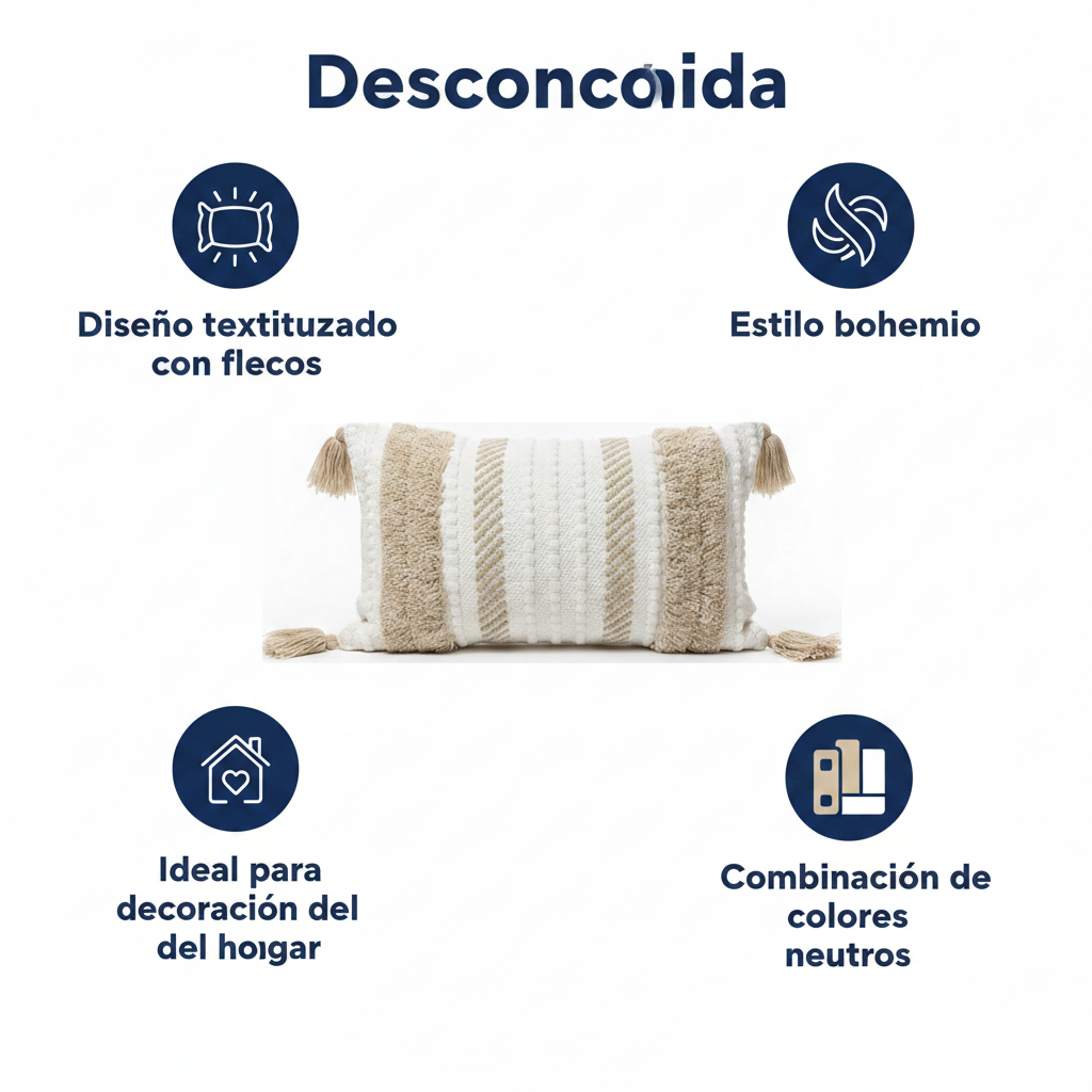 Cojín Decorativo Texturizado Beige y Blanco
