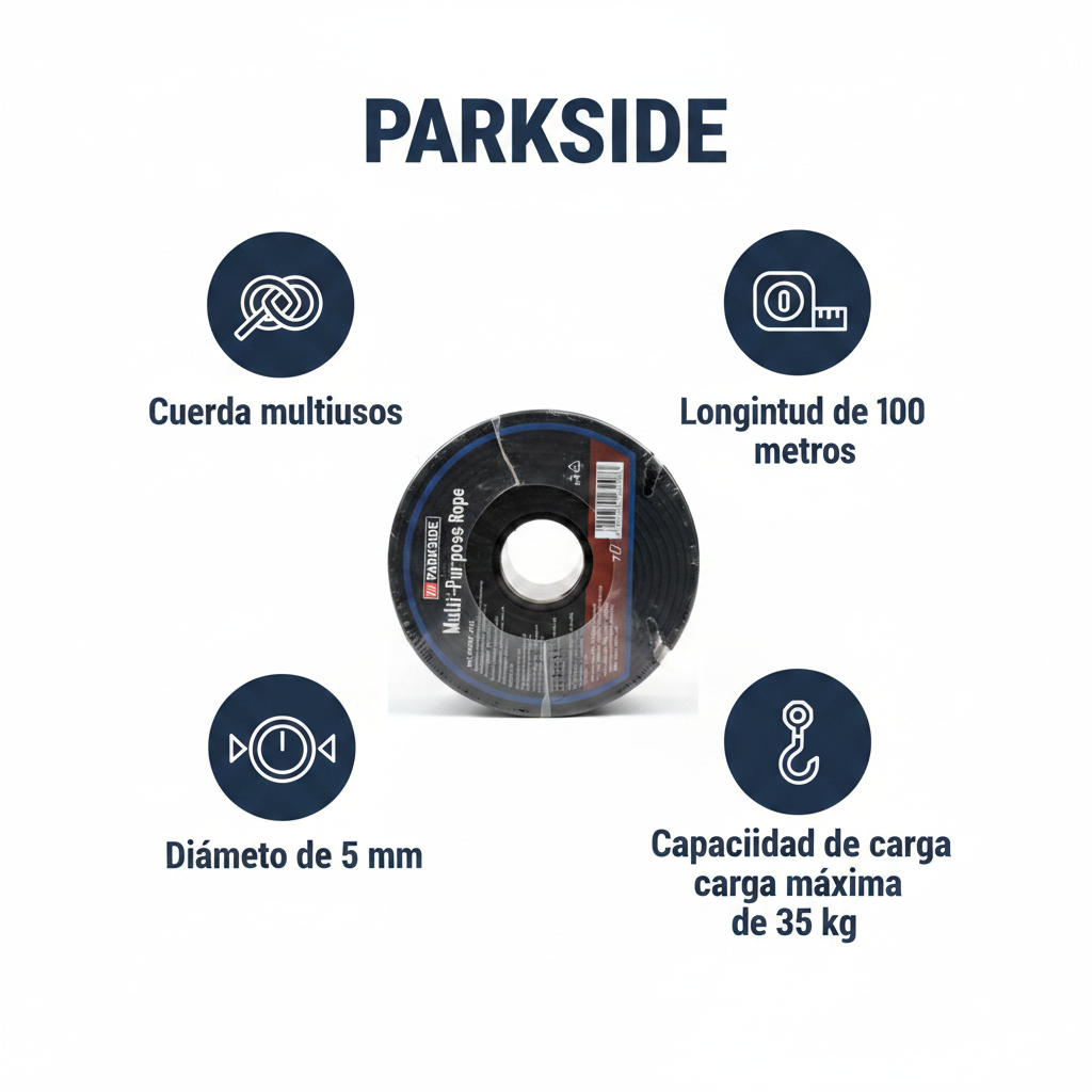 Cuerda Multiusos PARKSIDE 100m Ø5mm Negra