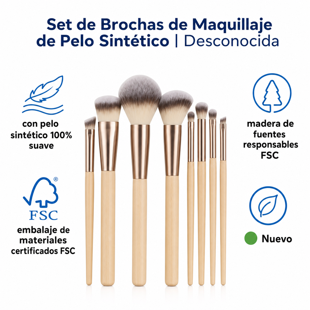 Set de Brochas de Maquillaje de Pelo Sintético | Desconocida