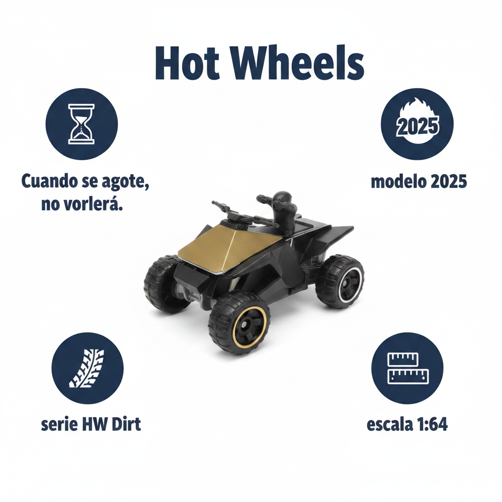 Hot Wheels Tesla Cyberquad coche de juguete negro