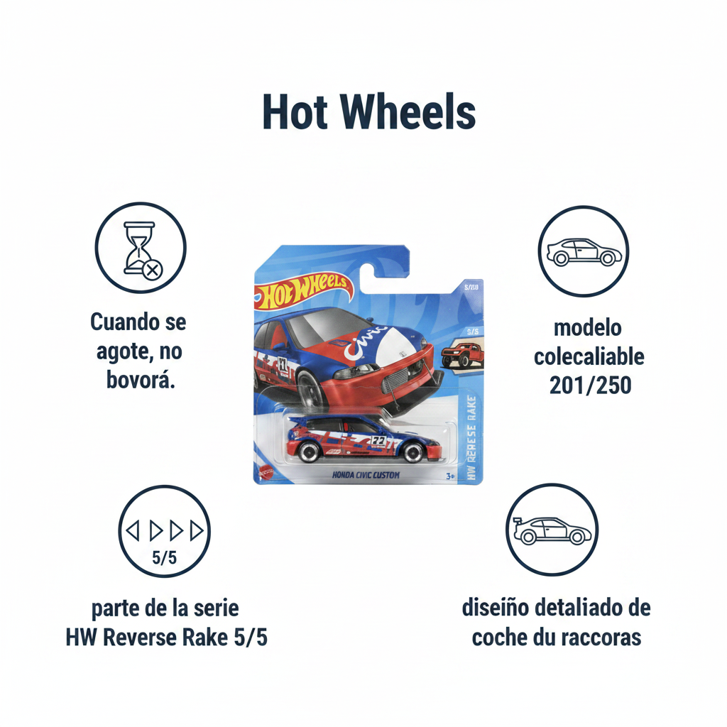 Hot Wheels Honda Civic Custom azul y rojo