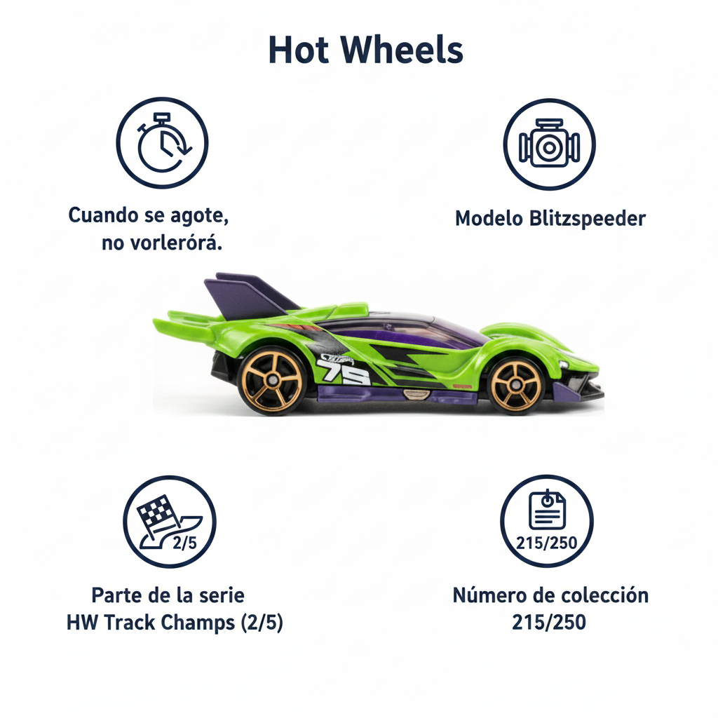 Hot Wheels Blitzspeeder HW Track Champs coche de juguete, escala 1:64 verde y morado