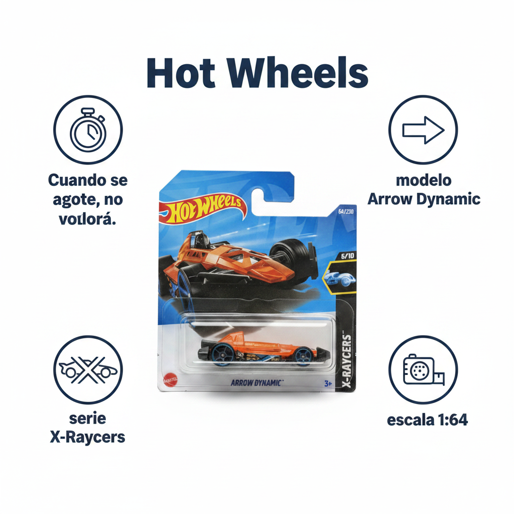 Hot Wheels Arrow Dynamic X-Raycers Coche de Juguete, Escala 1:64, Naranja