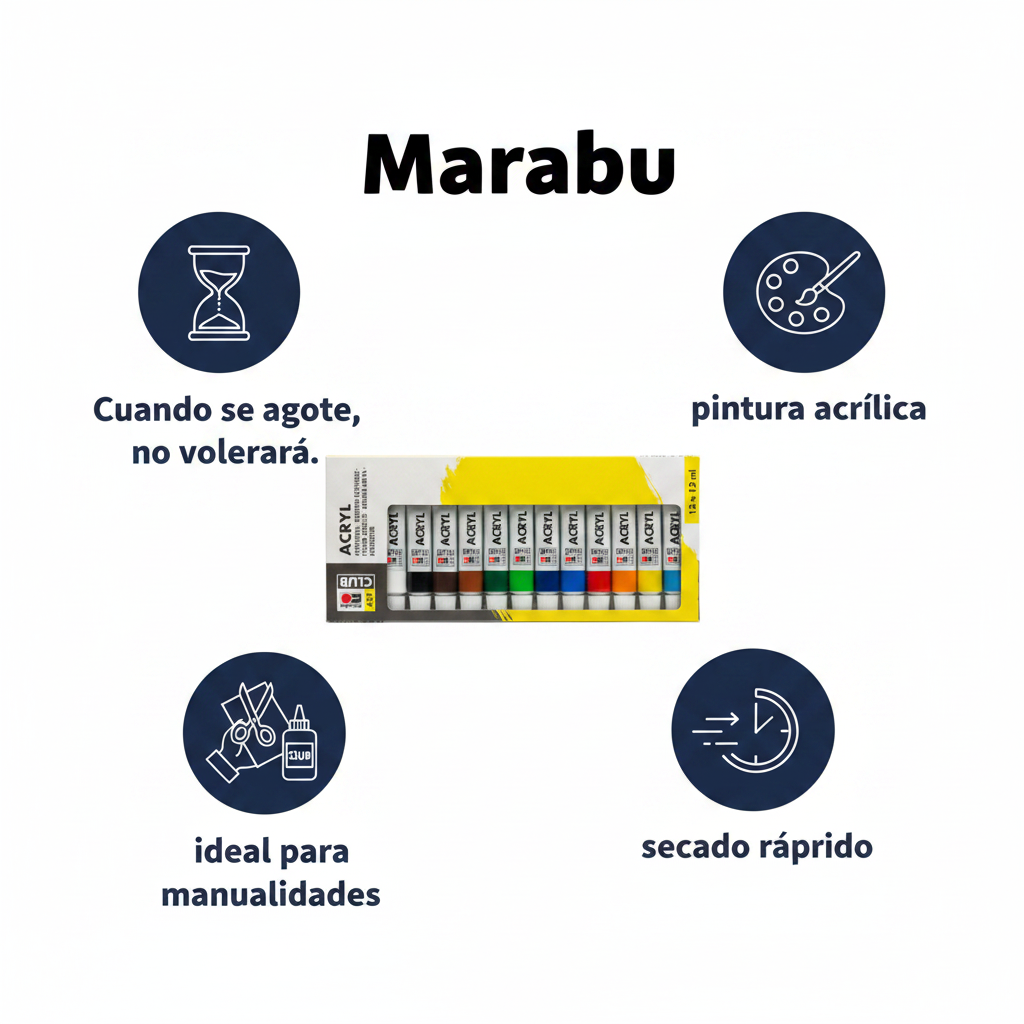 Marabu Club Acryl Pinturas Acrílicas, 12 x 12ml, Surtido