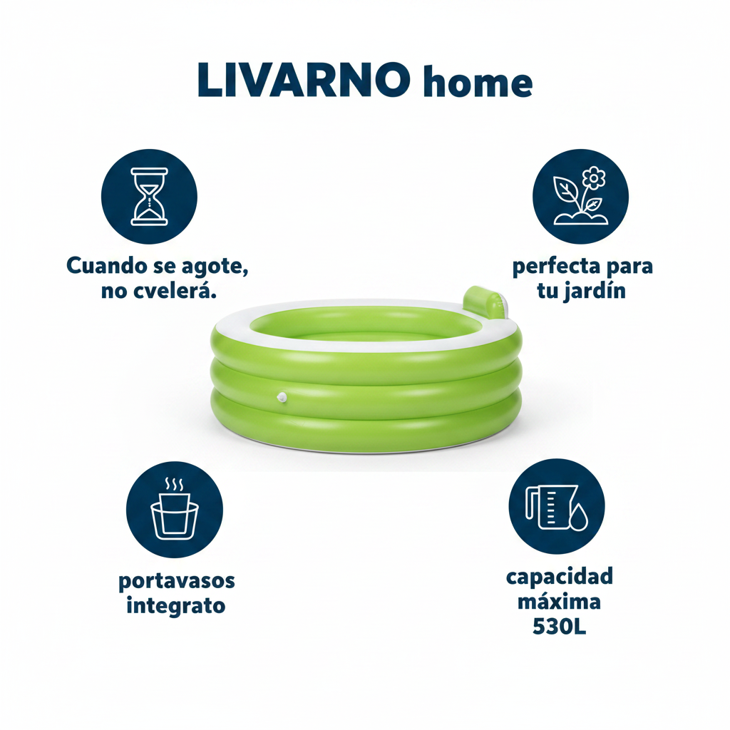 LIVARNO home Piscina Hinchable Familiar 202x186x46/60cm Verde y Blanco