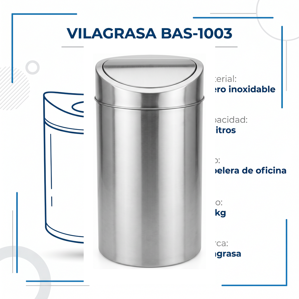 Papelera de Oficina Vilagrasa BAS-1003 — 1003 Inox 24 Litros