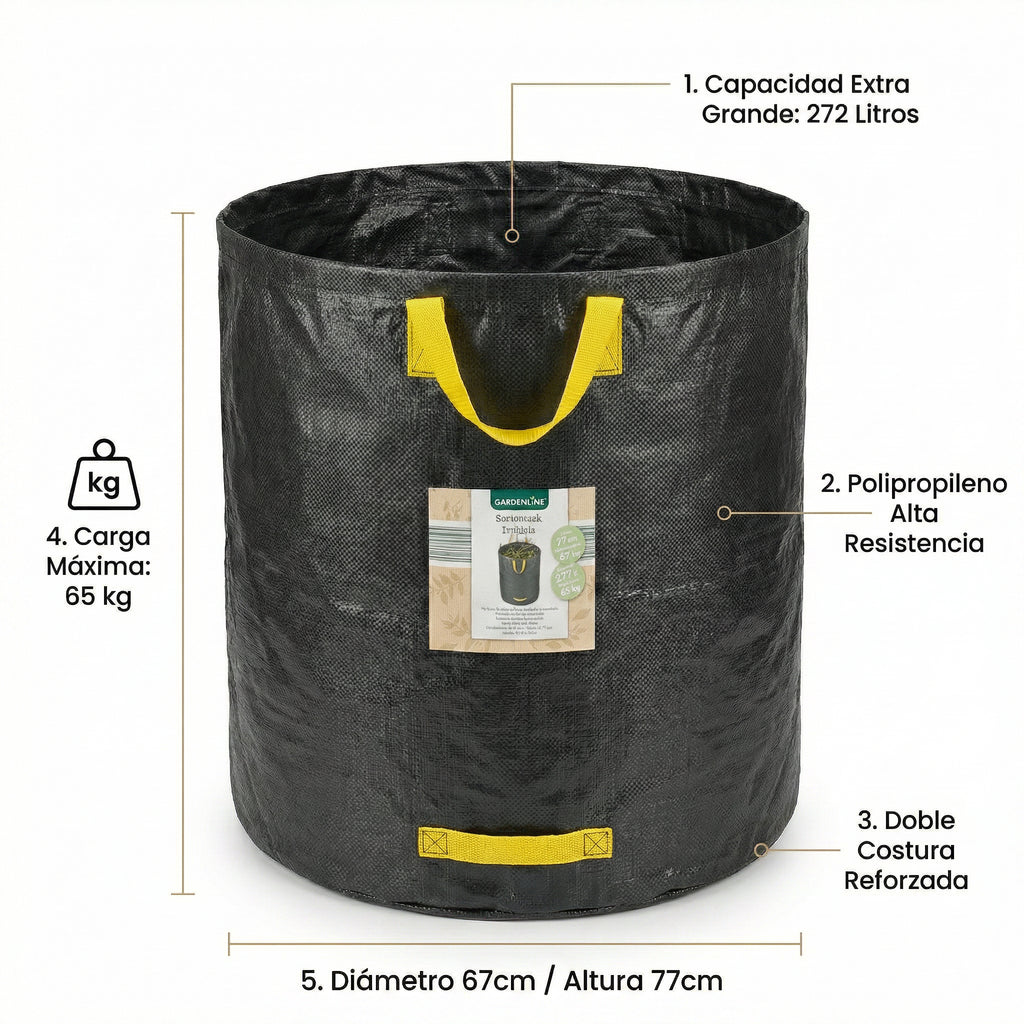 Saco de Jardín Gardenline 272L Negro